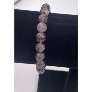 Natural Amethyst Stone Beaded Bracelet Purple Crystal Gemstone Stretch Bracelet